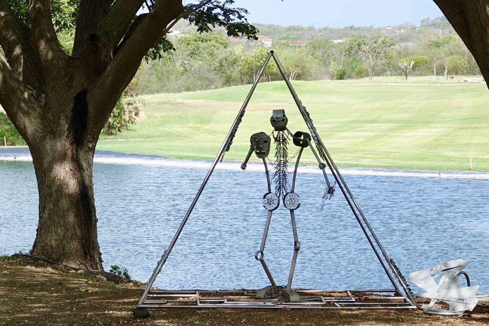 Giovanni Abath's Man of Steel sculpture at Blue Bay Sculpture Garden